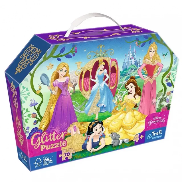 Пазлы Trefl Disney Очаровательные принцессы глитерные 70 эл (53017) - 1