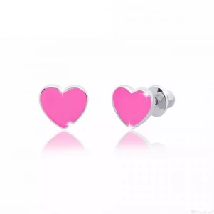 Пусети UMA&UMI Серце рожеве 8х8 мм (219554800611) Ювелірні прикраси