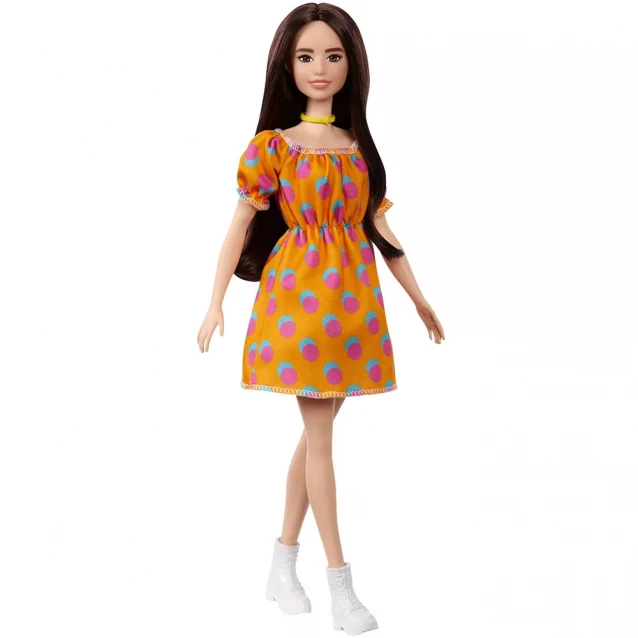 Кукла Barbie "Модница" в платье в горошек с открытыми плечами - 1