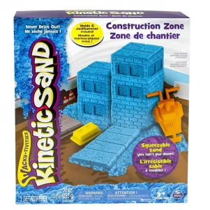 Пісок для дитячої творчості - KINETIC SAND CONSTRUCTION ZONE (блакитний, формочки, 283 г) дитяча іграшка