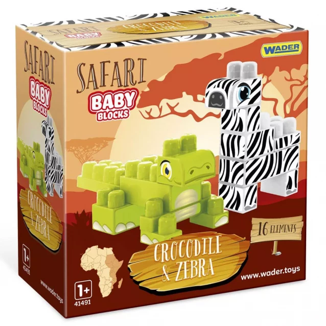 Конструктор Wader Baby Blocks Safari Крокодил и зебра (41501) - 1