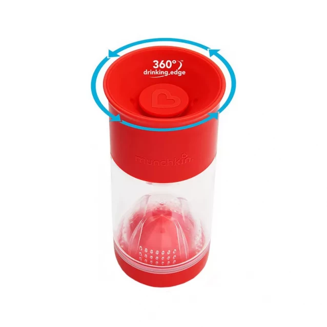 MUNCHKIN Чашка непроливна "Miracle 360 Fruit Infuser Cup", 414 мл, червона Подарунок - 1