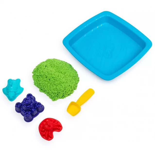 Набір піску для дитячої творчості - KINETIC SAND ЗАМОК З ПІСКУ (зелений, 454 г, формочки, лоток) - 3