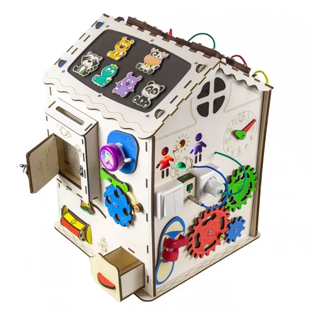 Бизиборд-куб GoodPlay Домик развивающий 35х35х50 с подсветкой (B009) - 2