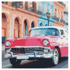 Алмазна картина Strateg Рожеве авто Гавани 50х50 см (GA0007) дитяча іграшка