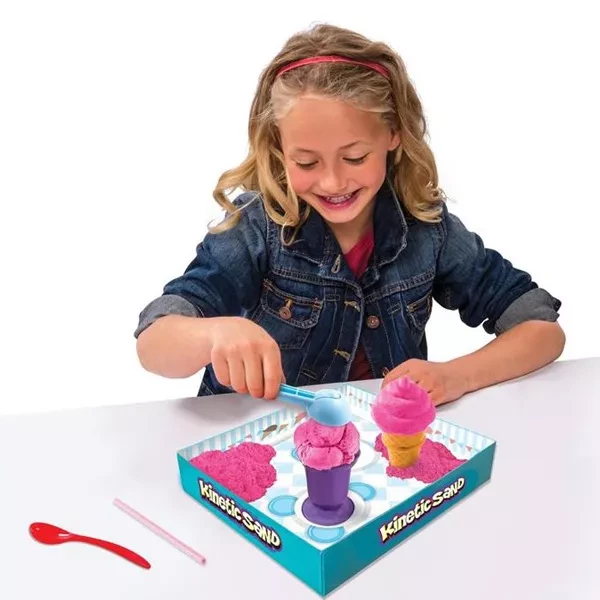 Пісок для дитячої творчості - KINETIC SAND ICE CREAM (рожевий, формочки, 283 г) - 5