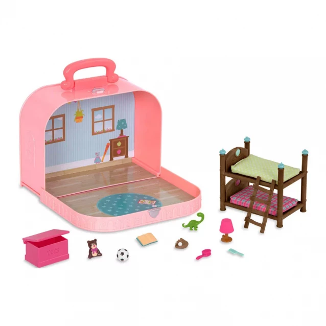 Игровой набор Кейс розовый (Двухъярусная кровать) с аксессуарами - 2