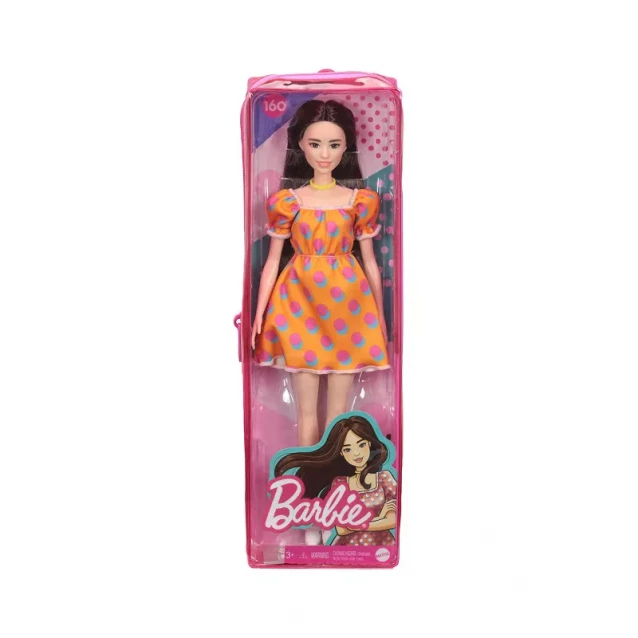 Кукла Barbie "Модница" в платье в горошек с открытыми плечами - 8