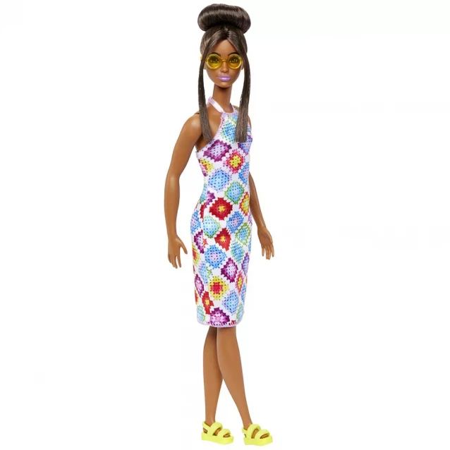 Кукла Barbie Модница в платье с узором в ромб (HJT07) - 1