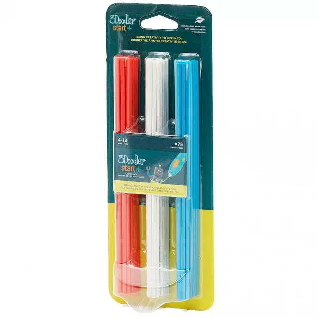 Стрижні для 3D-ручки 3Doodler Start Мікс 75 шт: червоний, білий, синій (3DS-ECO-MIX1-75) - 3