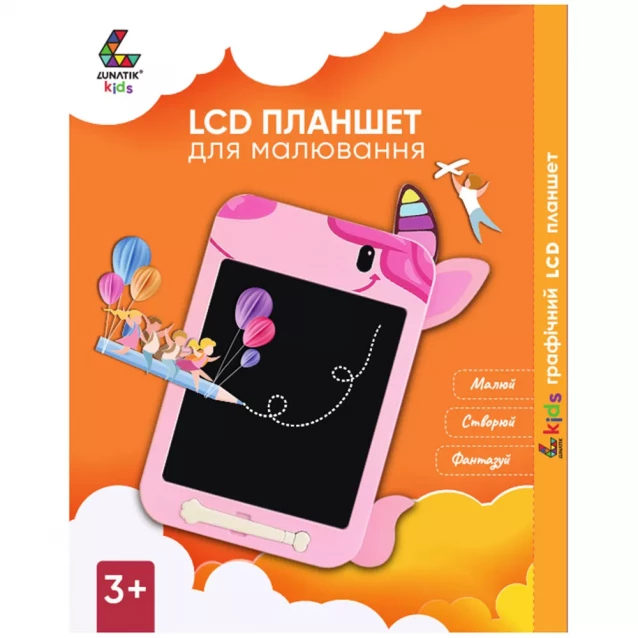 Планшет графічний для малювання Lunatik LCD екран 10" Єдиноріг (1136704) - 3