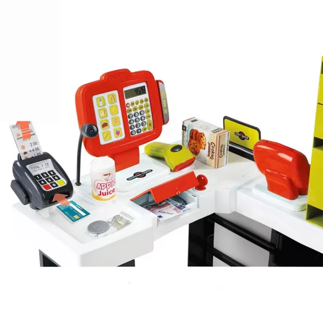 SMOBY Интерактивный супермаркет с тележкой, продуктами и аксес., красный, 3+ - 5
