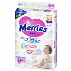 Підгузники Merries розмір M 6-11 кг 64 шт (558430) для малюків