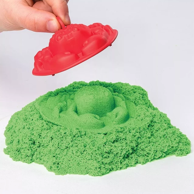 Набір піску для дитячої творчості - KINETIC SAND ЗАМОК З ПІСКУ (зелений, 454 г, формочки, лоток) - 5