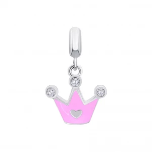 Кулон Uma&Umi Корона с сердцем с розовой эмалью и фианитами (319555800611) Ювелирные украшения