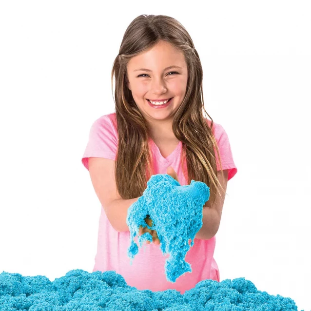 Набір піску для дитячої творчості - KINETIC SAND ЗАМОК З ПІСКУ (блакитний, 454 г, формочки, лоток) - 6