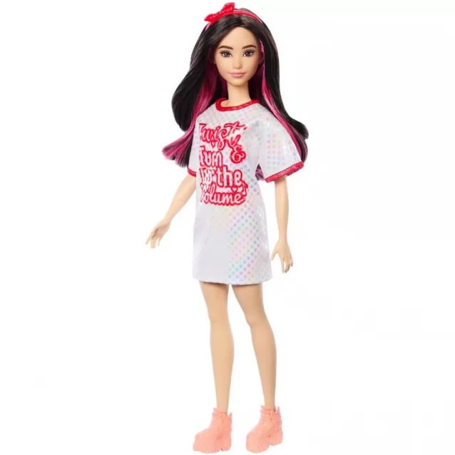 Кукла Barbie Модница в блестящем платье-футболке (HRH12) - 4