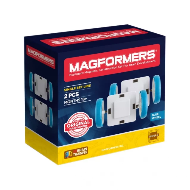 Magformers. Магнітний конструктор «Білі колеса з блакитними шинами», 2 ел. - 1