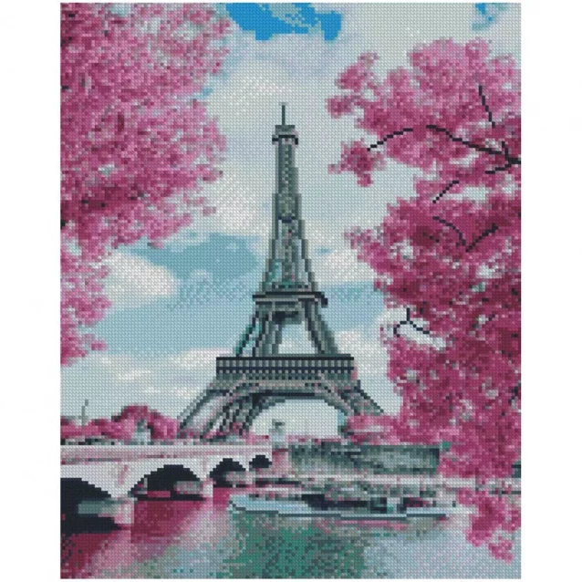 Алмазная картина "Розовый цвет Париже", размером 40х50 см - 1