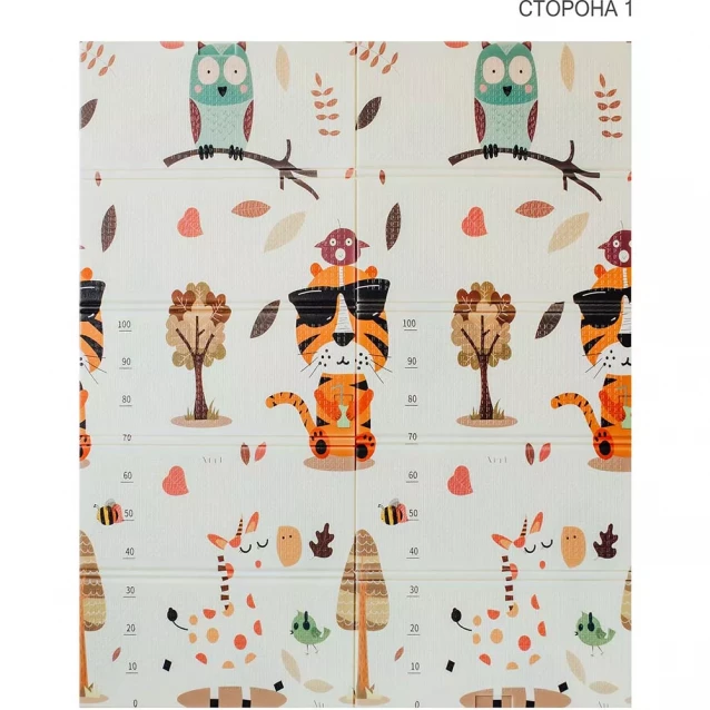 Дитячий двосторонній, складний килимок "Тигреня в лісі та Молочна ферма", 150х180x1 см - 3