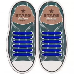 Силіконові антишнурки AntiLaces Stars, 56,5 мм, 12 шт,  сині - для дітей