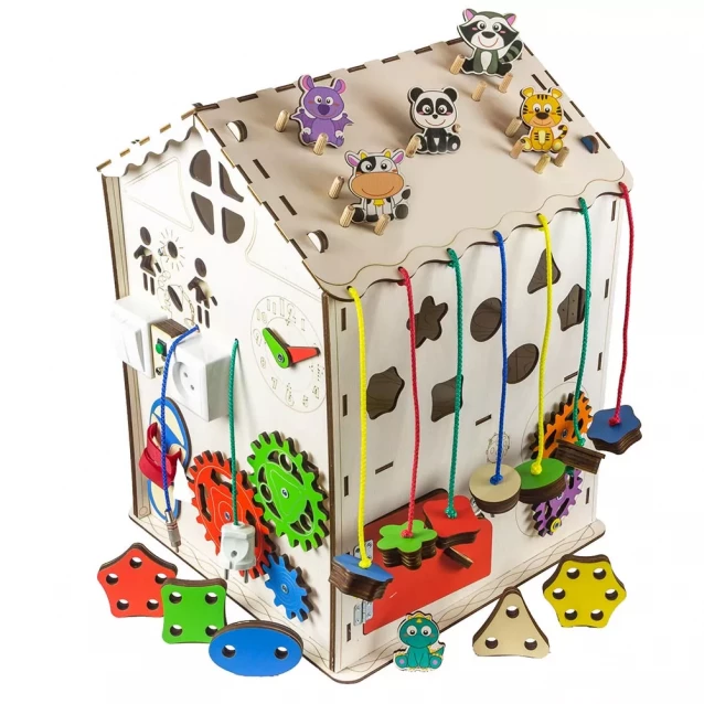Бізіборд-куб GoodPlay Будиночок розвиваючий 35х35х50 з підсвічуванням (B009) - 4