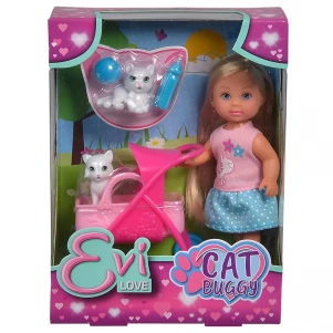 SIMBA TOYS Ляльковий набір Еві Візок для улюбленців з кошенятами та аксес, 3+ лялька