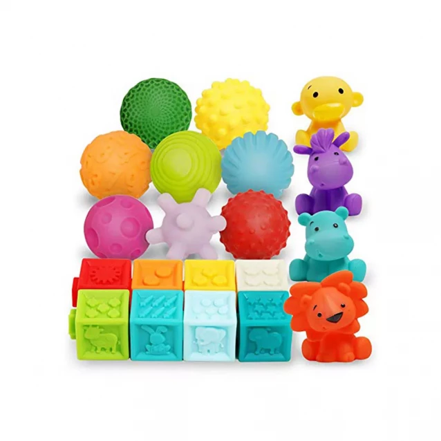 Сенсорний набір Infantino М'ячики, кубики та тварини (310231) - 4
