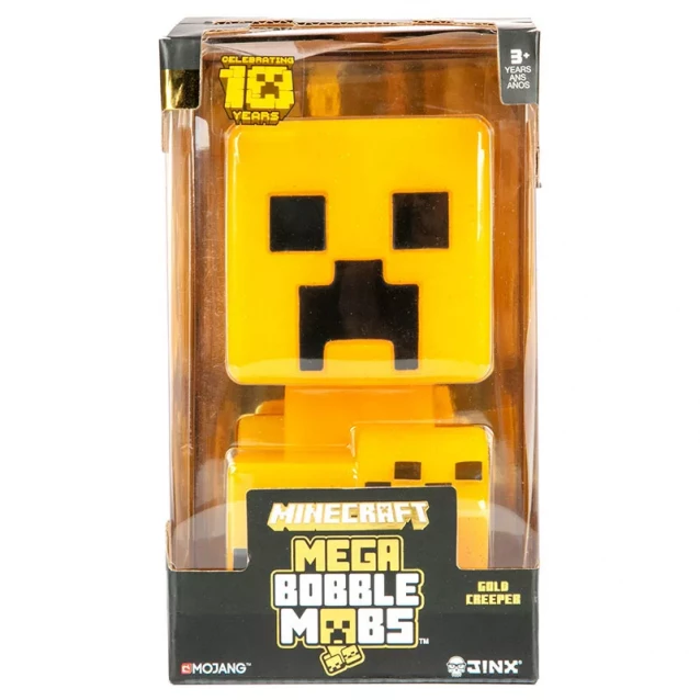 JINX Колекційна фігурка Minecraft 10 Year Anniversary Creeper Mega Bobble Mob Gold - 1