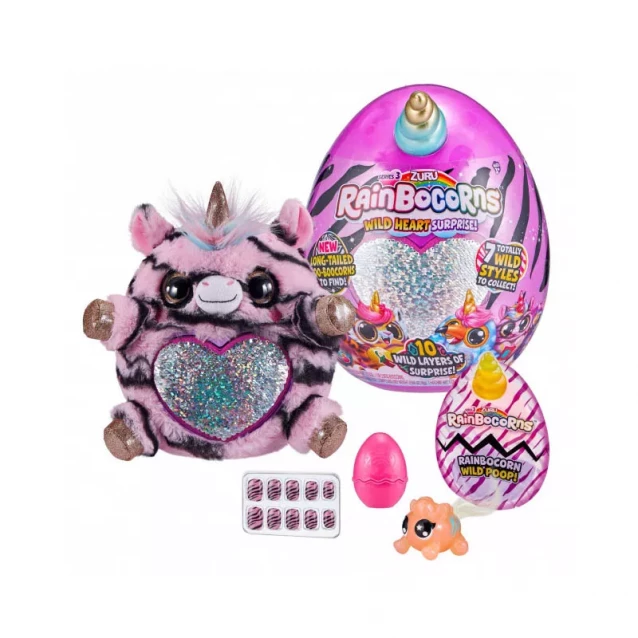 Мягкая игрушка Rainbocorns Wild Heart Surprise! розовая с черным (9215B) - 7
