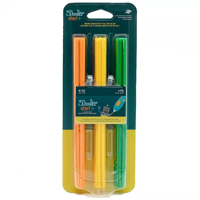 Стержни для 3D-ручки 3Doodler Start Микс 75 шт: оранжевый, желтый, зеленый (3DS-ECO-MIX2-75) - 2