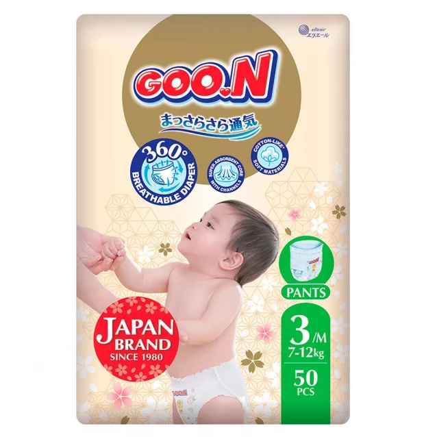 Трусики-подгузники Goo.N Premium Soft Размер 3M, 7-12 кг 50 ед (F1010101-156) - 1