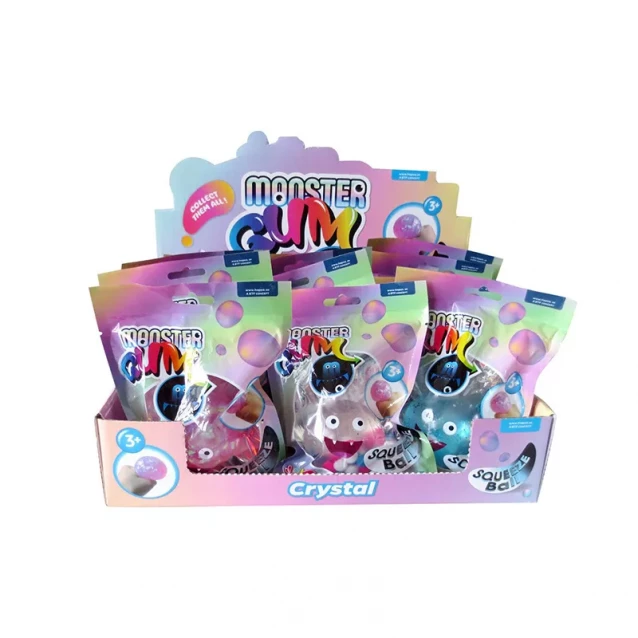 Monster Gum Іграшка-антістрес Monster Gum "Squeeze Ball - Crystal" 6 cm (см) 3 в ассортименте, дисплей 12 шт. - 1