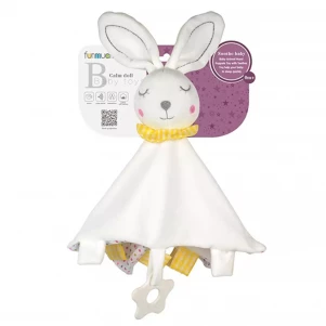 Іграшка Funmuch Комфортер-хустка Кролик з прорізувачем (FM555-15) для малюків