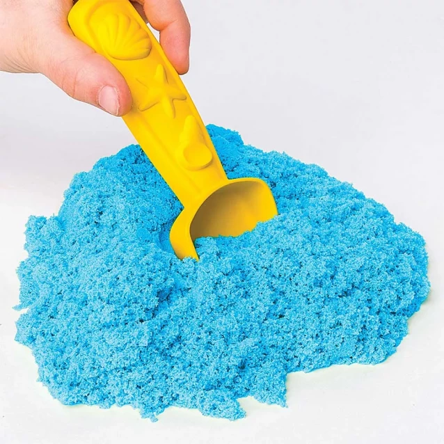 Набір піску для дитячої творчості - KINETIC SAND ЗАМОК З ПІСКУ (блакитний, 454 г, формочки, лоток) - 4