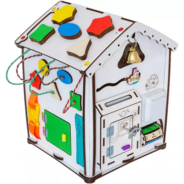 Бизиборд-куб GoodPlay Домик развивающий 28х28х35 с подсветкой (B006) - 3