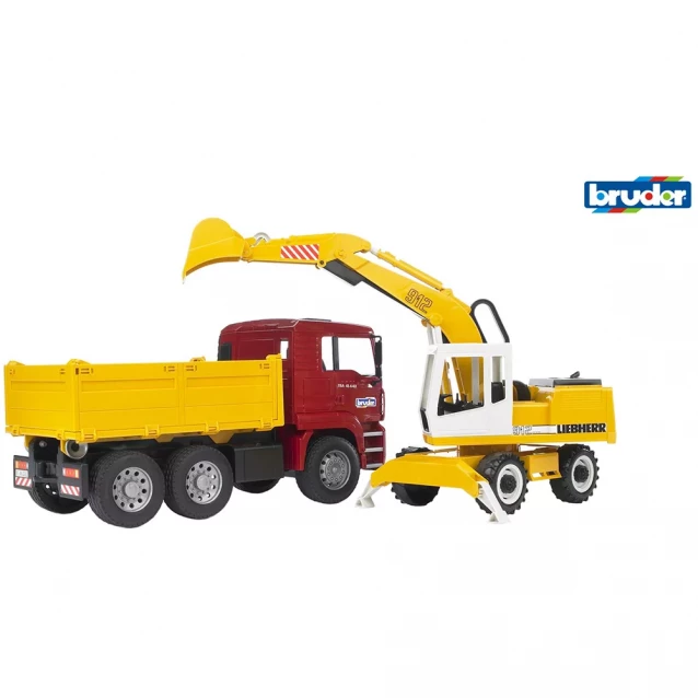 Машинка игрушечная самосвал-грузовик МАN и экскаватор Liebherr 1:16 Bruder - 1