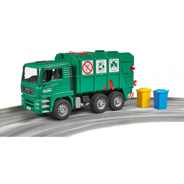 Машинка іграшкова -сміттєвоз МАН зелений - 7