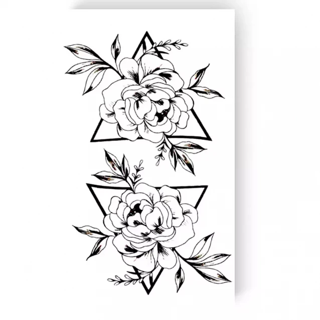 Тату Tattooshka 2 розы в треугольнике (L-27) - 2