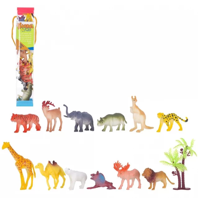 Игровые фигурки набор Дикие животные 12 шт в тубусе - 1