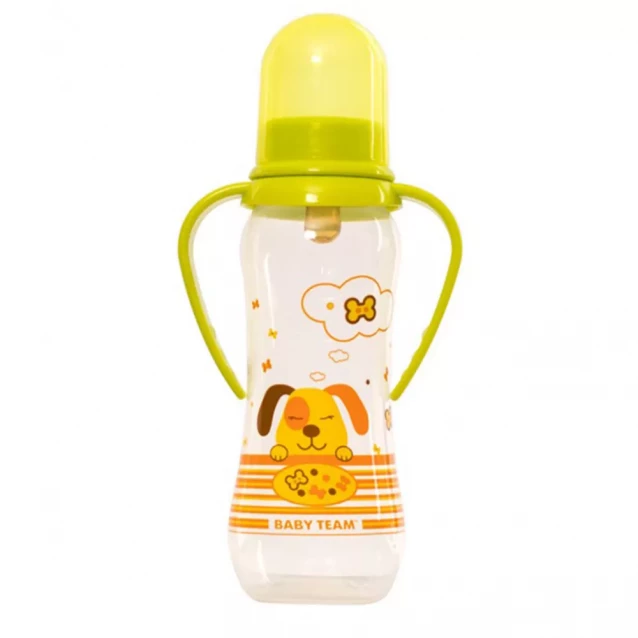 Пляшечка для годування Baby Team з латексною соскою та ручками 250 мл, 0+ (1311) - 3