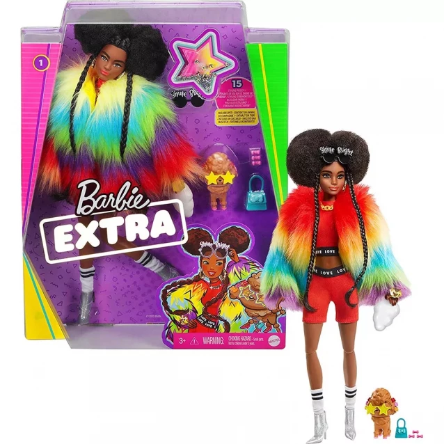 Лялька Barbie Extra у веселковій накидці (GVR04) - 1