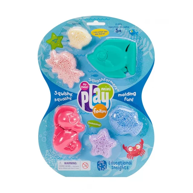Набор шарикового пластилина Play Foam - ПОДВОДНЫЙ МИР (2 формочки, 4 цвета) - 1