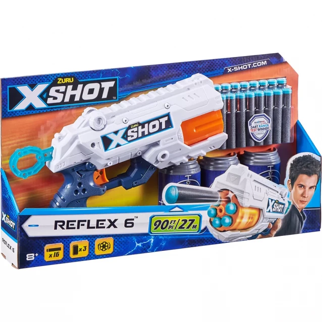 X-Shot Скорострельный бластер EXCEL Reflex 6 (3 банки, 16 патронов) - 3