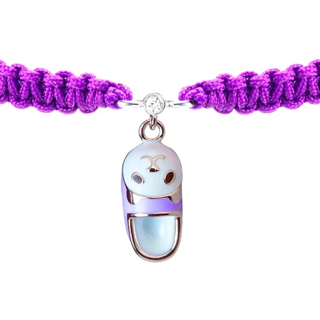UMA&UMI Браслет детский плетеный с серебрянным украшением Тапочек Фиолетовый (Фиолетовый) - 2