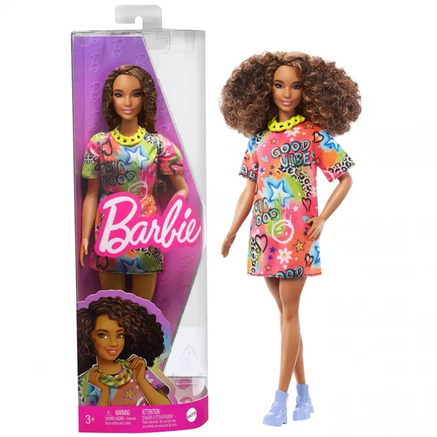 Кукла Barbie Модница в ярком платье-футболке (HPF77) - 1