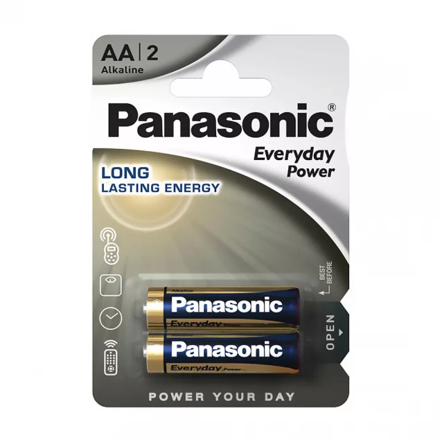 Батарейка PANASONIC EVERYDAY POWER щелочная AA, 2 шт. (LR6REE/2BR) - 1