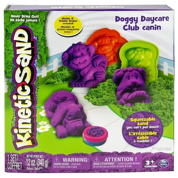 Набір піску для дитячої творчості - KINETIC SAND DOGGY (фіолетовий, зелений, формочки, 340 г) - 1