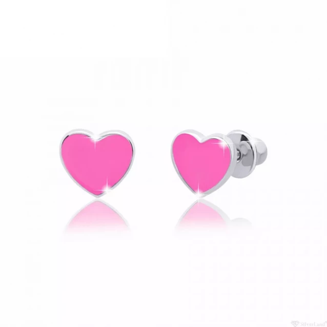 Пусеты UMA&UMI Сердце розовое 8х8 мм (219554800611) - 1