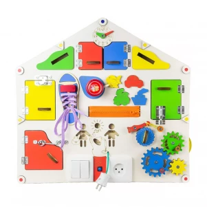 Бізіборд GoodPlay Дошка-будиночок розвиваюча 55х52х11 з підсвічуванням (D004) дитяча іграшка